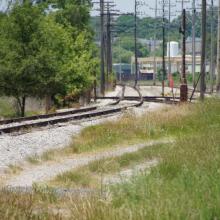 Criss-crossing tracks.